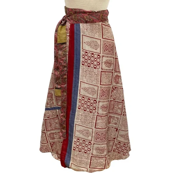 EARTHBOUND Bohemian Mixed Media Reversible Wrap Maxi Skirt - Picture 7 of 12